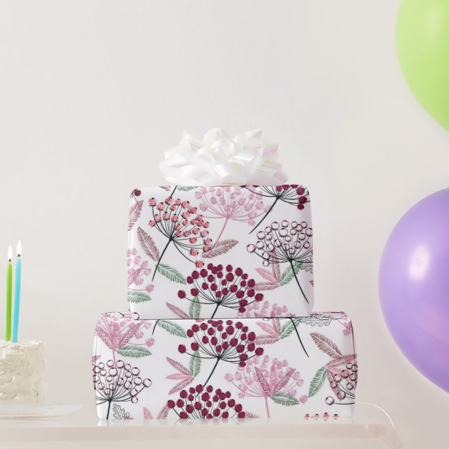 Papier Cadeau Art de campagne de feuillage de baies de Noël aqua (Cadeaux de fête)