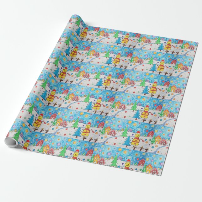 Papier Cadeau Art de dessin personnalisé pour enfants (Déroulé)