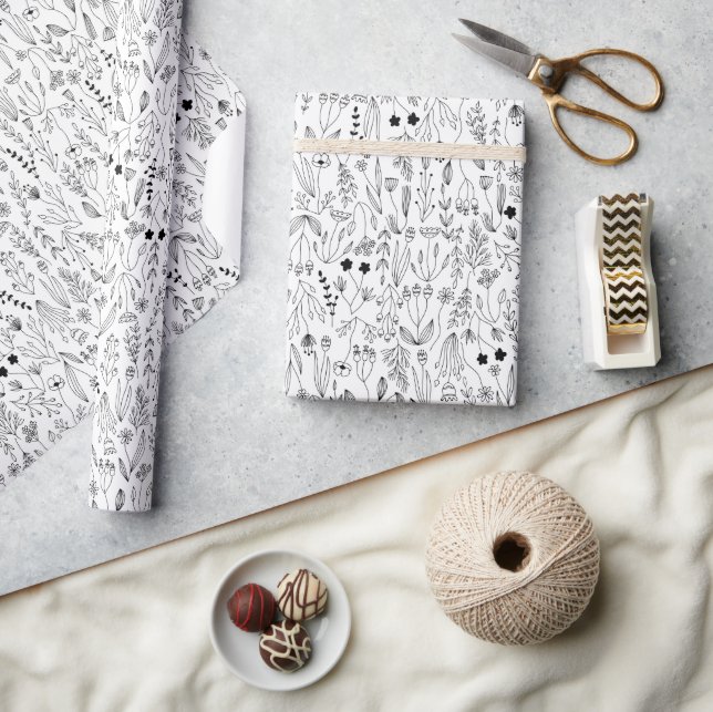 Papier Cadeau Art de la ligne végétale (Artisanat)