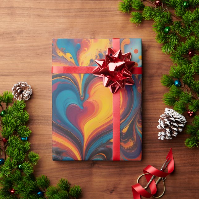 Papier Cadeau Art de la peinture au coeur liquide (Cadeau de vacances)