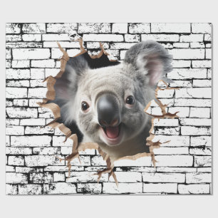 Papier Cadeau Art de mur de koala 3D – Safari réaliste