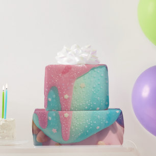 Papier Cadeau Art de personnage de bonbon Kawaii Drip pastel