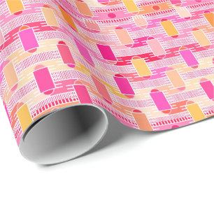 Papier Cadeau Art Déco chic industriel - rose, pêche, or