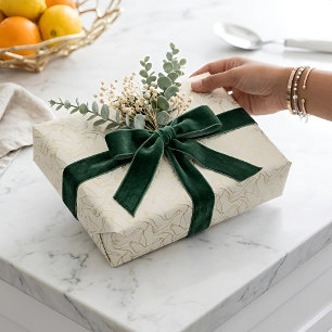 Papier Cadeau Art Déco filigrane d'or   Oie Crème Antique