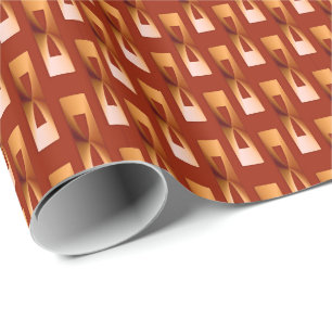 Papier Cadeau Art Déco Géométrique métallique - Cuivre et rouill
