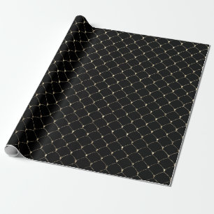 Papier Cadeau Art Déco Gold Sepia Faux Black Net Élégant