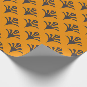 Papier Cadeau Art Déco Motif 02 - Déco Noir sur Vivid Gamboge