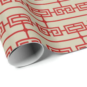 Papier Cadeau Art Déco Motif 09 - Escher Red sur Off-White