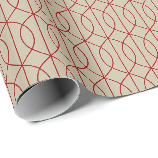 Papier Cadeau Art Déco Motif 10 - Escher Red sur Off-White (Coin rond)