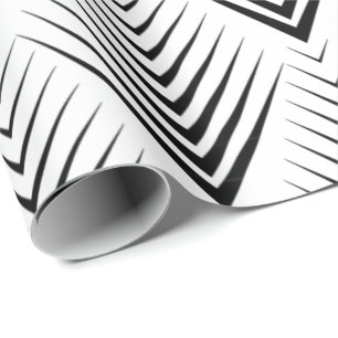 Papier Cadeau Art Déco Noir Blanc Élégant Minimal Botanique