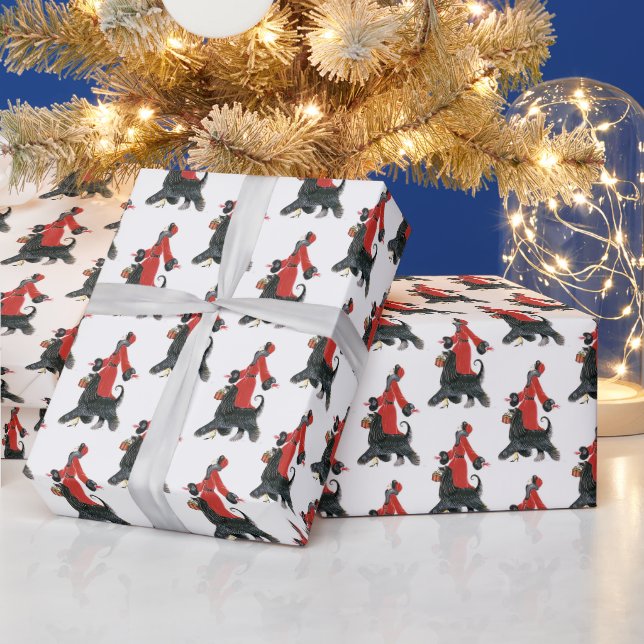 Papier Cadeau Art déco rétro dame de Noël (Vacances)