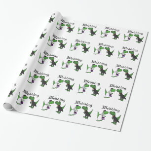 Papier Cadeau Art drôle de mariage de jeunes mariés de dinosaure
