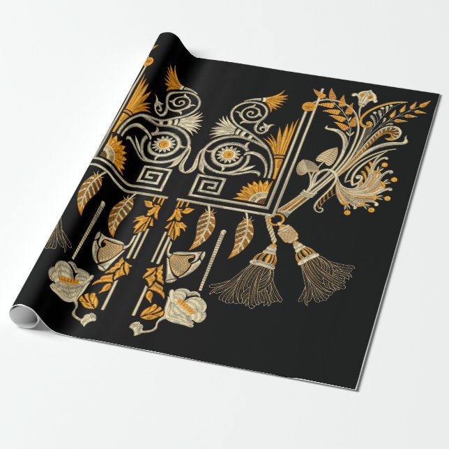 Papier Cadeau Art égyptien traditionnel frontière d'or créer mai (Déroulé)