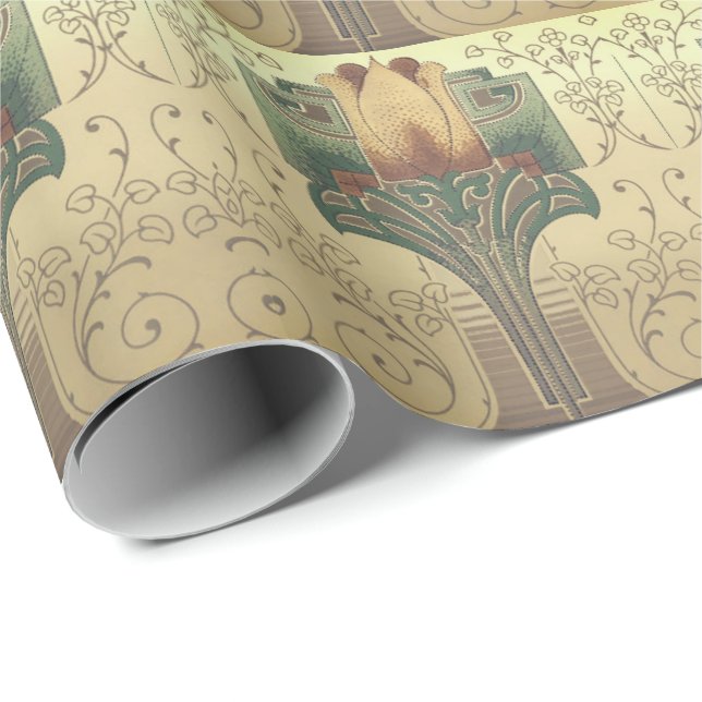 Papier Cadeau Art et artisanat victorien motif de fleurs (Coin rond)