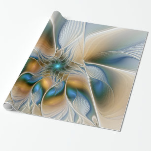 Papier Cadeau Art fractal abstrait et aérien avec du bleu