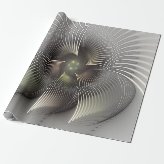 Papier Cadeau Art fractal forme 3D abstraite moderne (Déroulé)