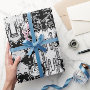 Papier Cadeau Art Géométrique Noir Et Blanc 4