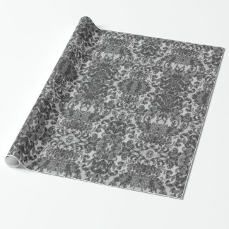 Papier Cadeau Art gothique Soft Black Damask Imprimer
