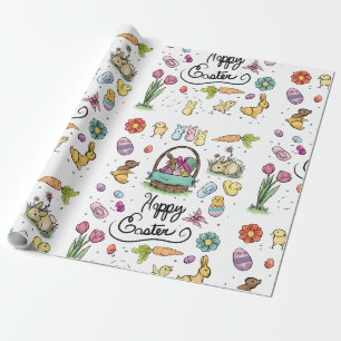 Papier Cadeau Art heureux de Pâques