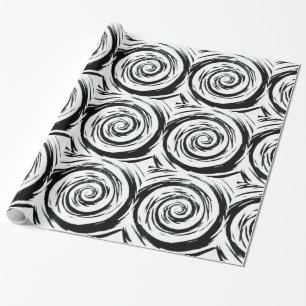Papier Cadeau Art hypnotique blanc et noir de remous
