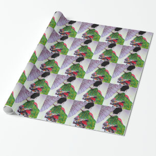 Papier Cadeau Art japonais Geisha avec kimono et parapluie