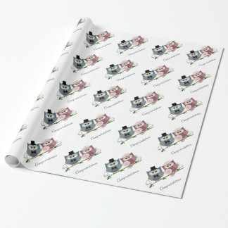Papier Cadeau Art mignon de hiboux de jeunes mariés