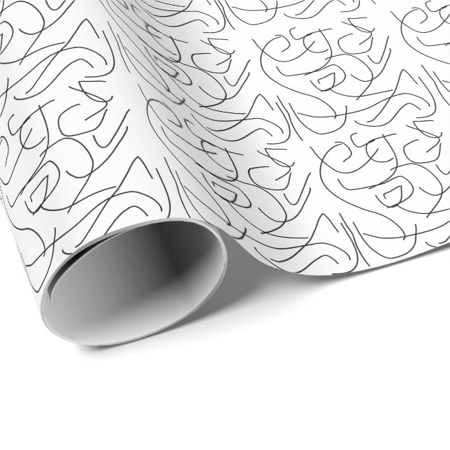 Papier Cadeau Art minimaliste en noir et blanc (Coin rond)
