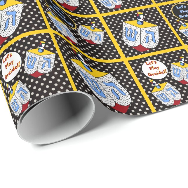 Papier Cadeau Art moderne Dreidel allé pointillé (Coin rond)