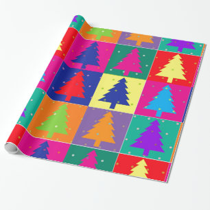 Papier Cadeau Art moderne Pop Art Noël Arbres d'enveloppement Pa