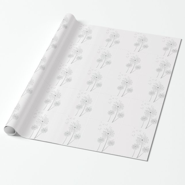 Papier Cadeau Art moderne pur de fleur de pissenlit (Déroulé)