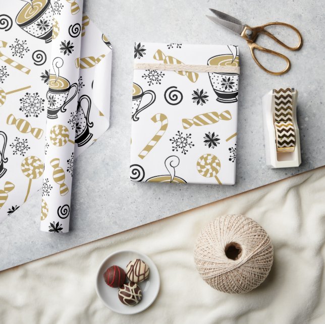 Papier Cadeau Art Motif de Noël Avec Café (Artisanat)