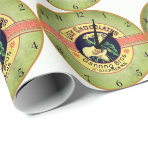 Papier Cadeau Art nouveau chocolat co-publicité horloge