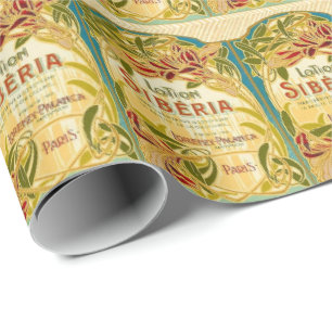 Papier Cadeau Art nouveau floral beauté lotion Siberia étiquette