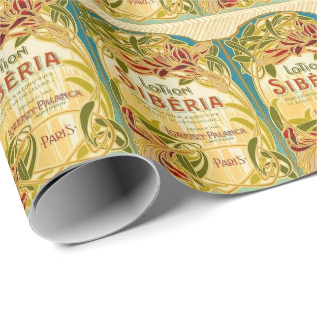 Papier Cadeau Art nouveau floral beauté lotion Siberia étiquette (Coin rond)