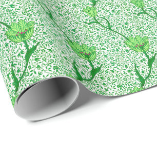 Papier Cadeau Art Nouveau Tulip Damask, Emerald Green