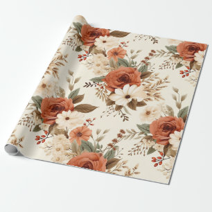 Papier Cadeau Art numérique d'impression florale d'automne confo