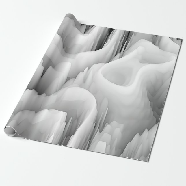 Papier Cadeau art onde fractale abstraite fond monochrome flou (Déroulé)