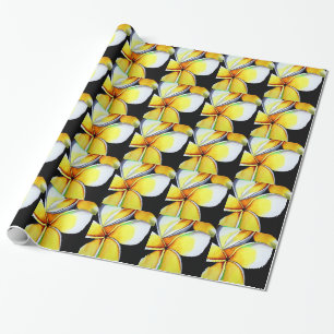 Papier Cadeau Art original de la fleur Tropical Jaune Frangipani
