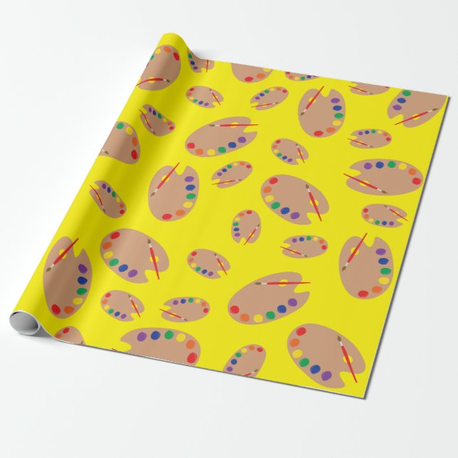 Papier Cadeau Art Paint Palette Cute 1ère fête d'anniversaire (Déroulé)