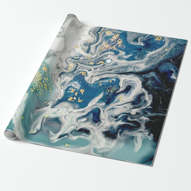 Papier Cadeau Art, peinture- Couleur gris naturel : métallique,  (Déroulé)