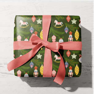 Papier Cadeau Art populaire coloré Arbre de Noël Ornements Enfan