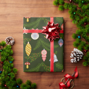 Papier Cadeau Art populaire ornements de Noël