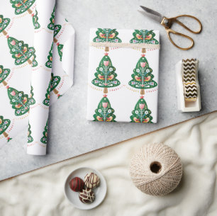 Papier Cadeau Art populaire scandinave Pape d'enveloppement d'ar