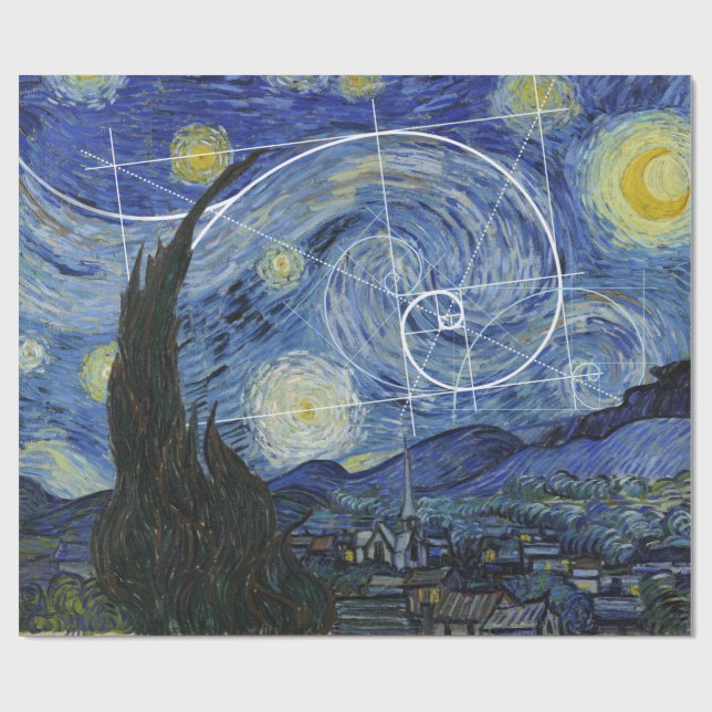 Papier Cadeau  Art rencontre mathématiques, Van Gogh rencontre F (Plat)