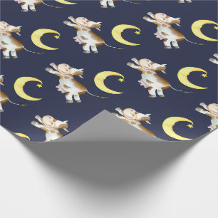 Papier Cadeau Art sautant de peinture d'aquarelle de lune de
