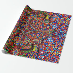 Papier Cadeau Art tribal maya mexicain Boho ethnique d'Oaxaca