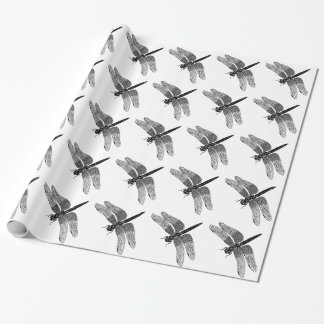 Papier Cadeau Art vintage noir de nature de libellule