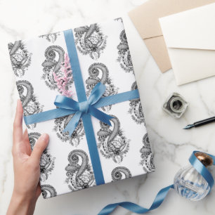 Papier Cadeau Art Zen : motif floral - rouleau