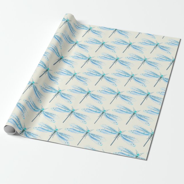 Papier Cadeau Artisanat Motif d'antiquité Pretty Blue Damselfly (Déroulé)