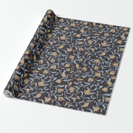 Papier Cadeau Arts floraux d'or et artisanat